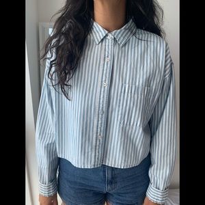 Pin strip button up shirt f21